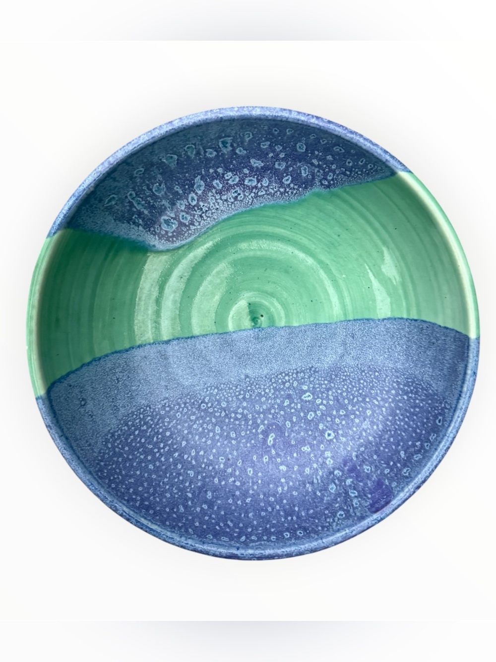 Handmade Blue and Green Ceramic Serving Bowl - Unbranded